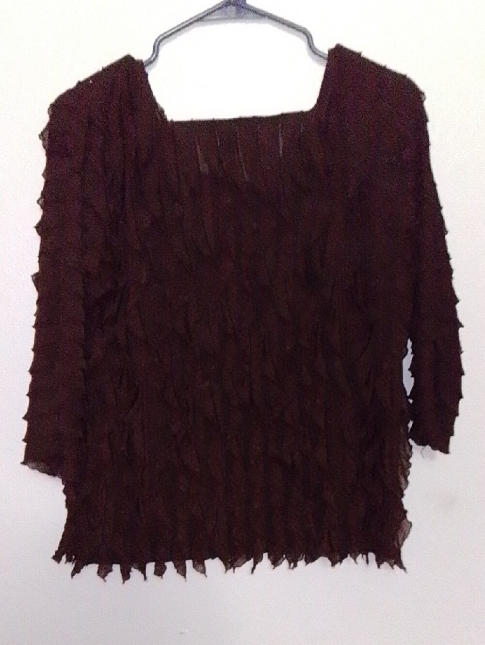 Allison Taylor Brown Crinkled Off-Shoulder Blouse - Picture 4 of 5